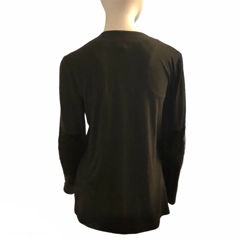 Ecru Suede + Knit V Neck Cardigan / Jacket